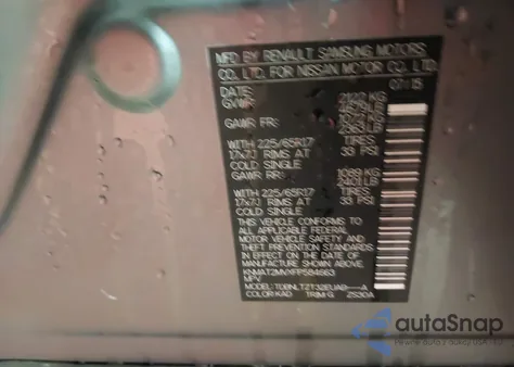 2015 Nissan Rogue Sv from USA, damaged, VIN KNMAT2MVXFP584663